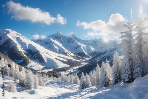 Wallpaper Mural View of a snowy mountain landscape in the sunlight, Damuls Vorarlberg Austria
 Torontodigital.ca