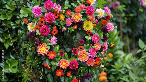 Wallpaper Mural Vibrant Floral Heart Arranged With Colorful Blooms Displayed In Lush Garden During Bright Daytime Torontodigital.ca