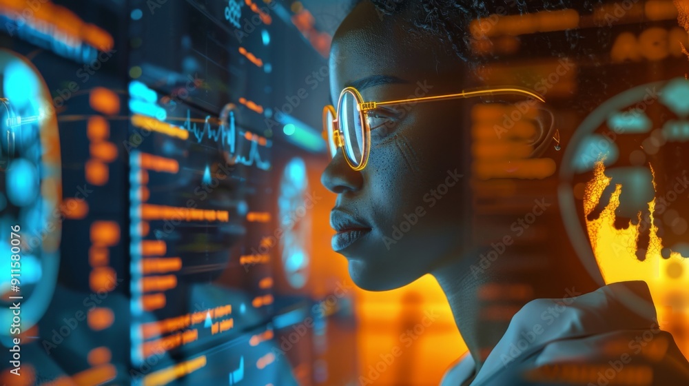 Augmented Reality Technology Being Used by African American Female IT Specialist to Combat Cyber Threats Augmented Reality Technology Being Used by African American Female IT Specialist to Combat Cyber Threats