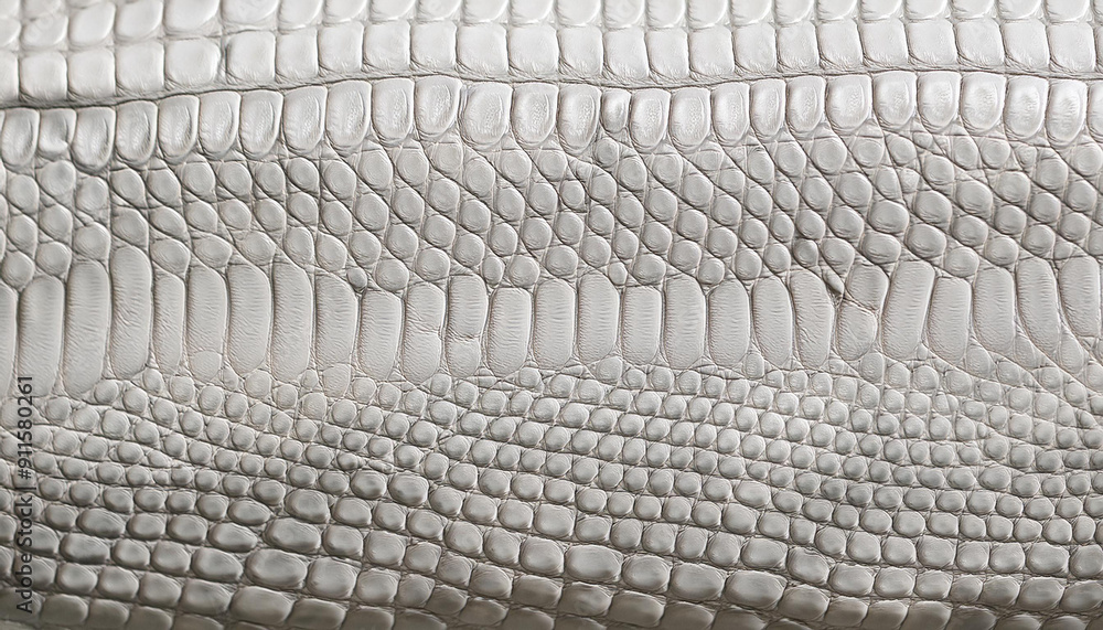 Fototapeta premium Close-Up of Textured Gray Crocodile Leather Pattern, Highlighting Intricate Scales and Natural Surface Variations, Perfect for Luxury Upholstery Design Concepts