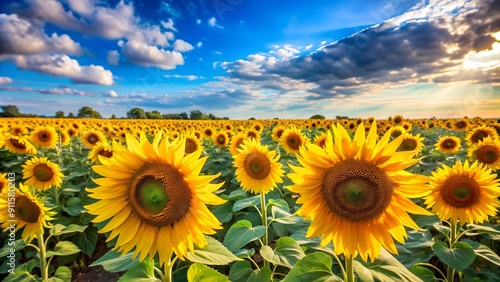 Wallpaper Mural Golden Sunflowers Against a Blue Sky: A Visual Representation of Ukraine's Independence Day  generative AI Torontodigital.ca