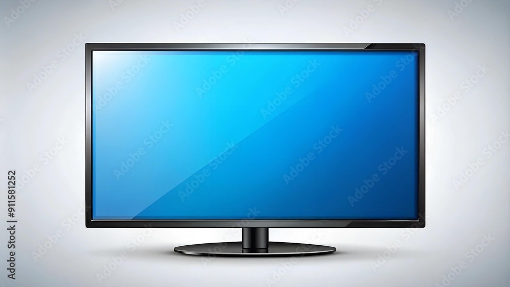 Modern and Stylish: A 3D Vector Icon of a Flat Black LED TV Monitor with a Striking Blue Screen Generative AI Modern and Stylish: A 3D Vector Icon of a Flat Black LED TV Monitor with a Striking Blue Screen Generative AI