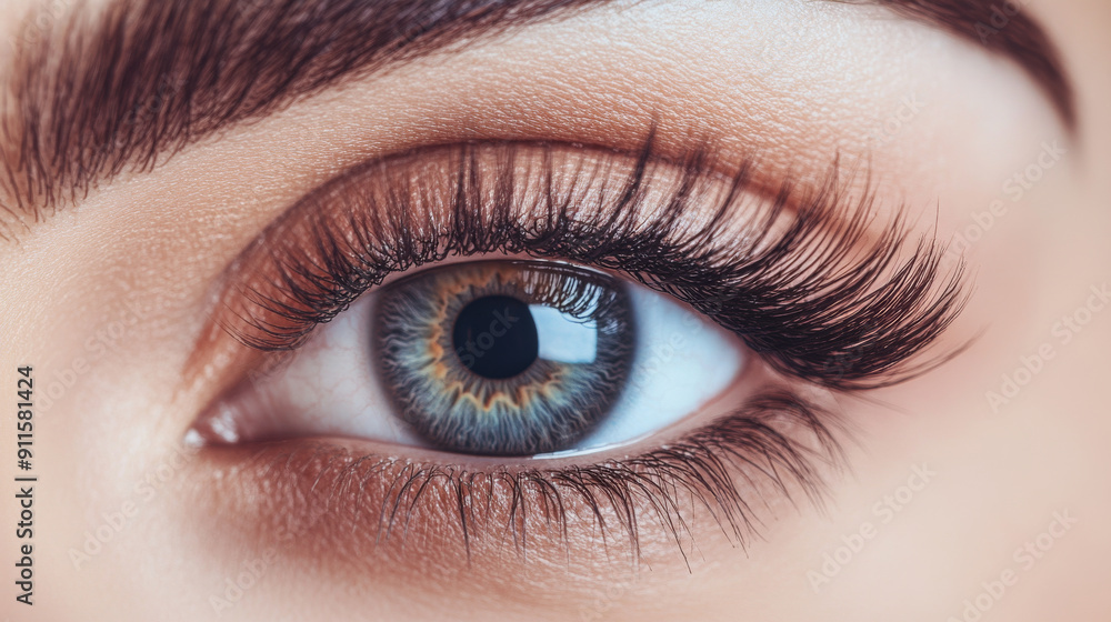 Female eye with long eyelashes close-up Female eye with long eyelashes close-up