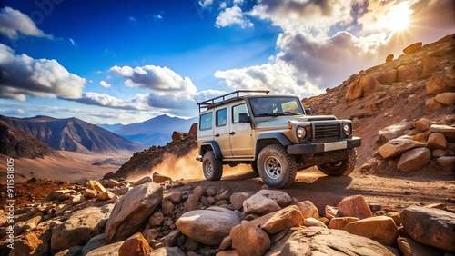 Unwavering Resilience: A Four-Wheel Drive Vehicle Navigating a Rocky Landscape  Generative AI