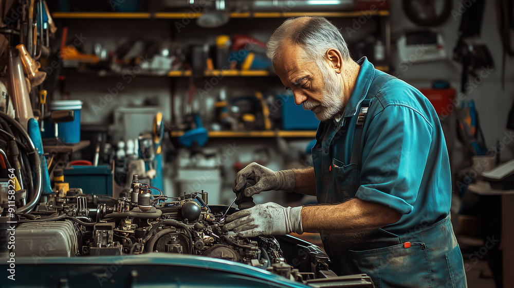 mechanic working in workshop mechanic working in workshop