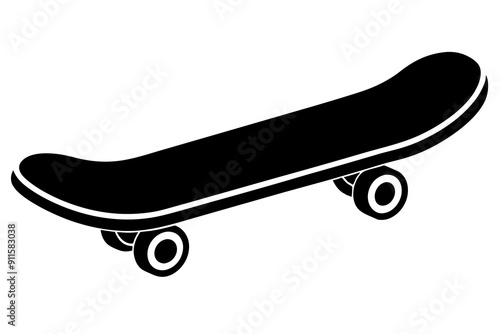 Skateboard icon silhouette vector, skateboard sport illustration

