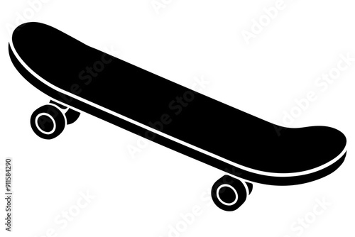 Skateboard icon silhouette vector, skateboard sport illustration

