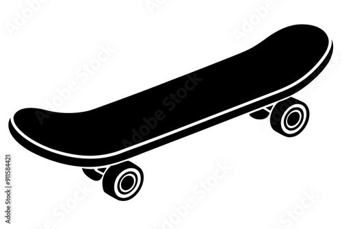 Skateboard icon silhouette vector, skateboard sport illustration

