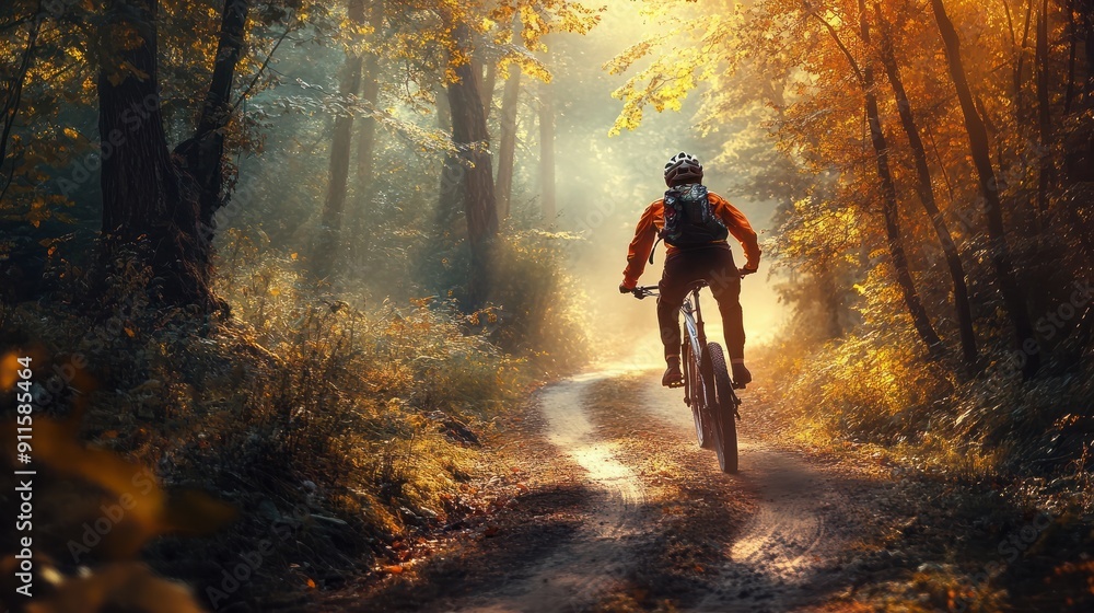 ciclismo de montaña deporte y recreacion montando y rodando por un camino entre el bosque al aire libre persona con su bicicleta de montaña ciclismo de montaña deporte y recreacion montando y rodando por un camino entre el bosque al aire libre persona con su bicicleta de montaña