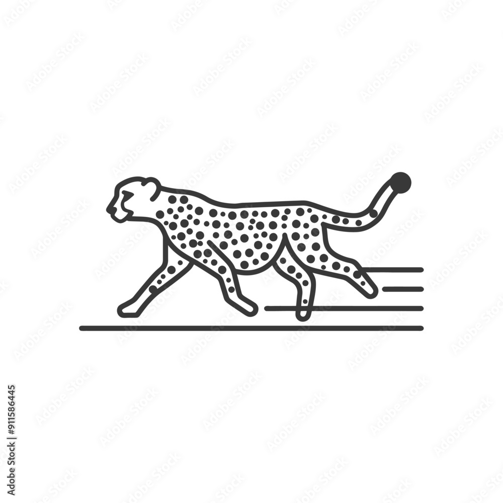Line Art Illustration of a Cheetah Running Line Art Illustration of a Cheetah Running