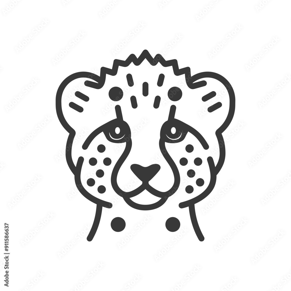 Line Art Illustration of a Cheetahs Head Line Art Illustration of a Cheetahs Head