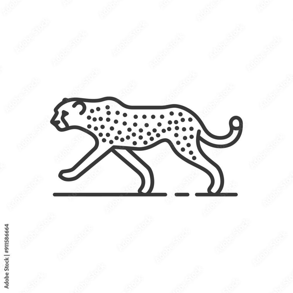 Fototapeta premium Line Art Illustration of a Cheetah Walking
