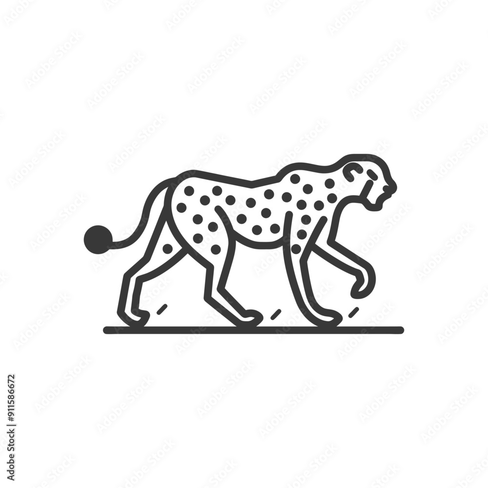 Fototapeta premium Line Art Illustration of a Cheetah Walking