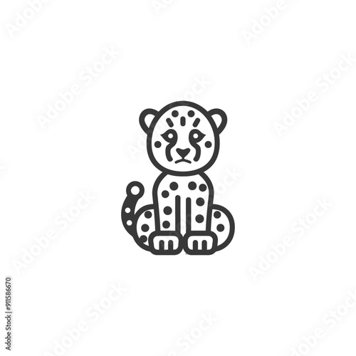 Line art illustration of a cheetah sitting down