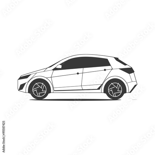 Side View Outline of a Modern Car