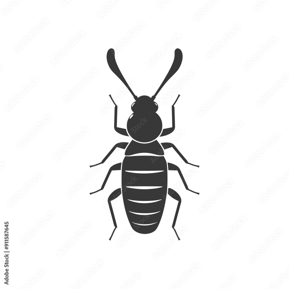 Silhouette of a Black Beetle with Antennae Silhouette of a Black Beetle with Antennae