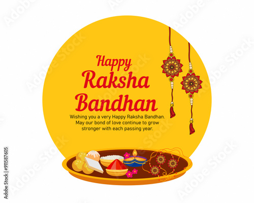 raksha bandhan celebration decorative puja thali plate with rakhi sweets earthen lamp