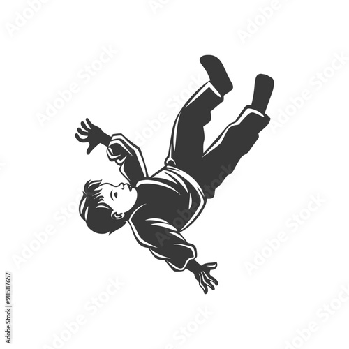 Silhouette of a Boy Falling Backwards