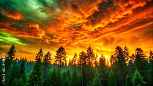 Wallpaper Mural Emerald Embrace: A Sunset Symphony in the Forest  Generative AI Torontodigital.ca
