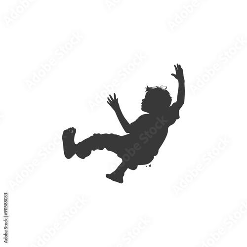 Silhouette of a child falling with outstretched arms