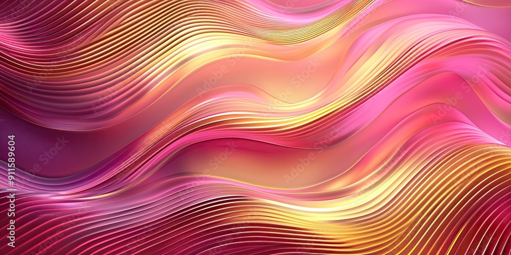 Obraz premium Wavy abstract background in pink and gold.