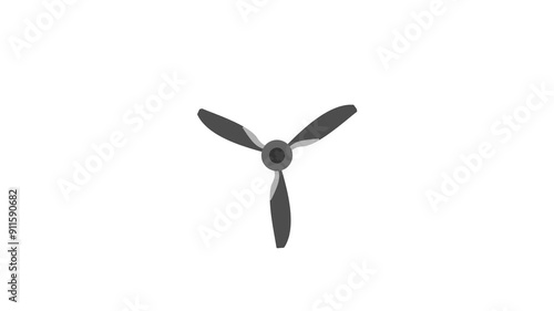 animated Plane propeller move and spin. animation video isolated on alpha channel background.	