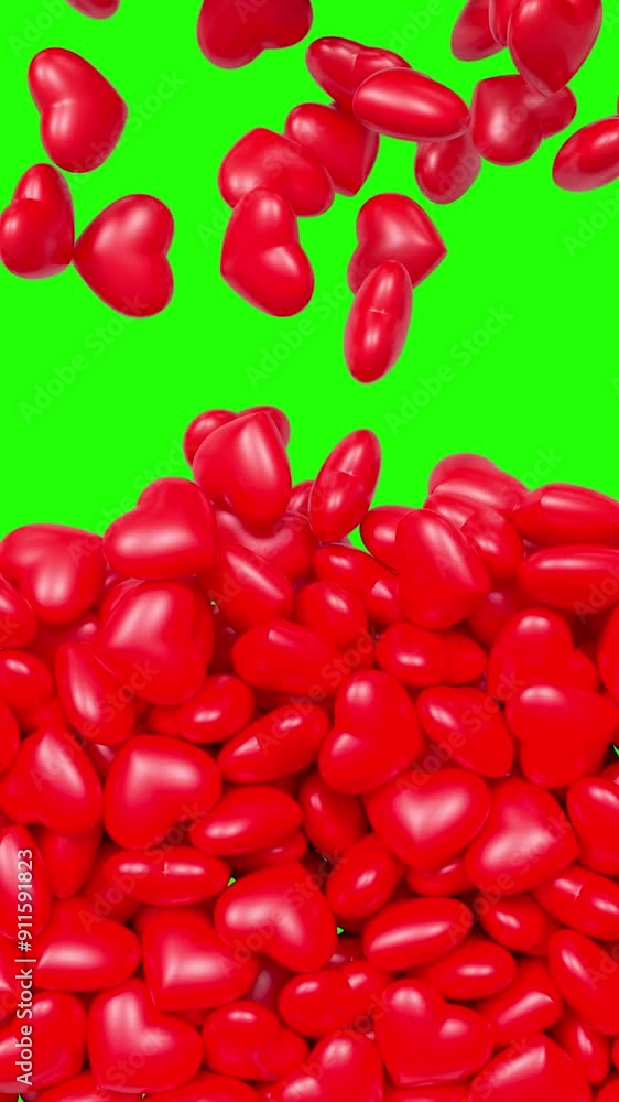 Rain of rapidly falling 3d shiny isometric red hearts covering the green screen. Transition. Love, romantic effect and Valentine's Day concept. Vertical Wedding background, loop.Phone wallpaper Rain of rapidly falling 3d shiny isometric red hearts covering the green screen. Transition. Love, romantic effect and Valentine's Day concept. Vertical Wedding background, loop.Phone wallpaper