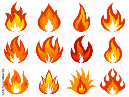 fire flames set vector