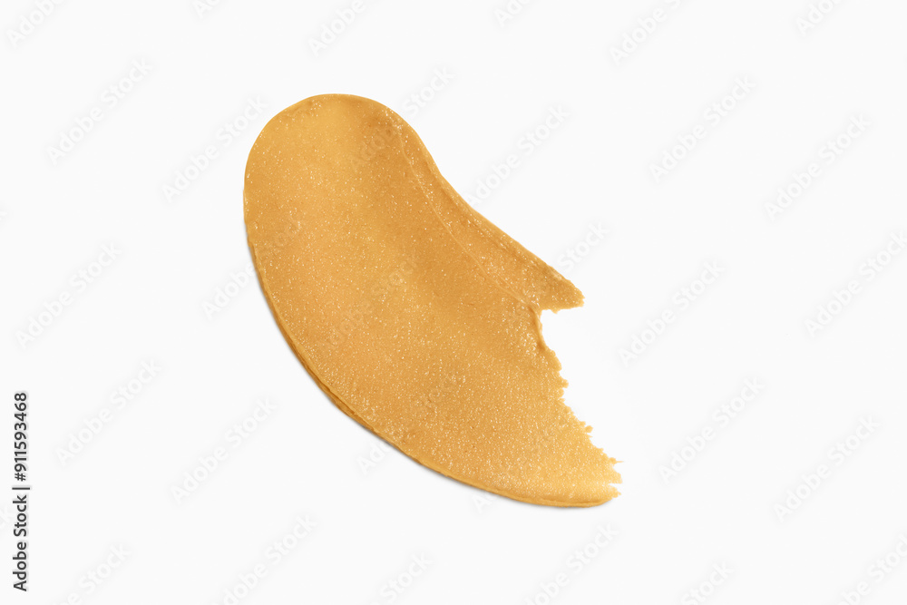 Texture of peanut paste smears on white isolated background. Concept of natural nut products Texture of peanut paste smears on white isolated background. Concept of natural nut products