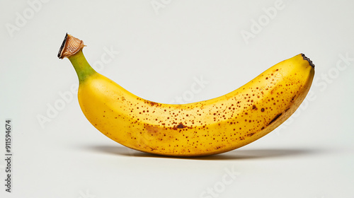 Fresh Ripe Banana with Vibrant Peel on White Background