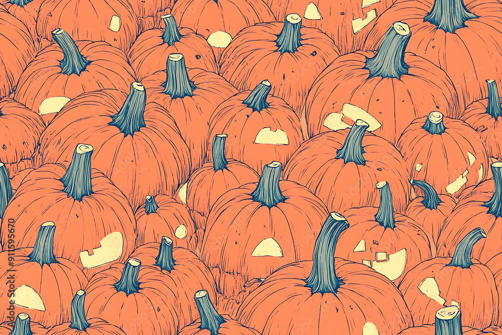 Vector illustration of pumpkins rendered in risograph and line art styles, featuring bold outlines and textured details. The design captures the essence of autumn with a modern and artistic twist. Vector illustration of pumpkins rendered in risograph and line art styles, featuring bold outlines and textured details. The design captures the essence of autumn with a modern and artistic twist.