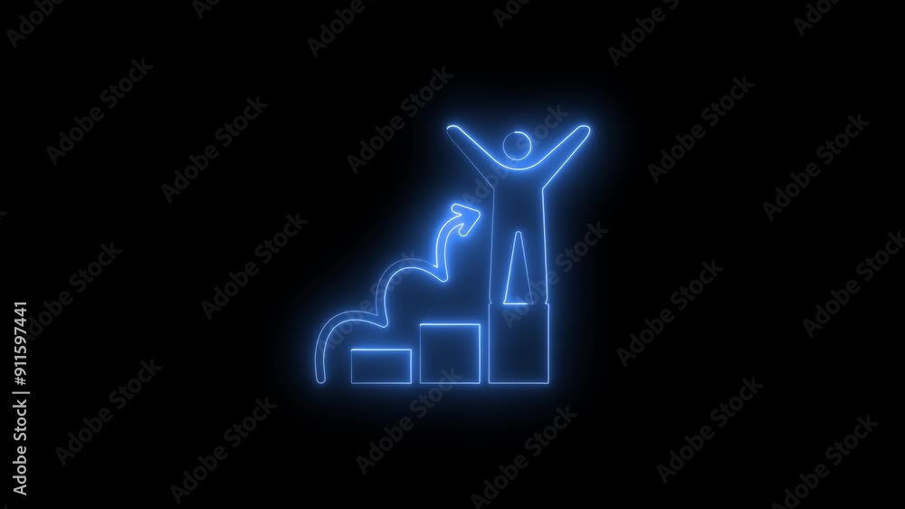 Neon light Business concept of victory, success, goal achiever, win, best worker, top employee Neon light Business concept of victory, success, goal achiever, win, best worker, top employee