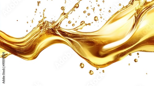 Golden Liquid Splashing and Flowing