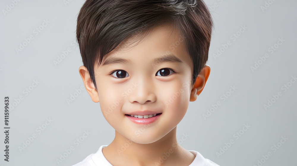 Portrait of a cute handsome happy Asian boy child with perfect skin, gray silver background, banner. Portrait of a cute handsome happy Asian boy child with perfect skin, gray silver background, banner.