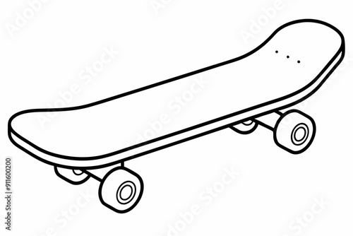 skateboard line art vector, skateboard outline drawing illustration
