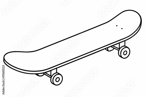 skateboard line art vector, skateboard outline drawing illustration
