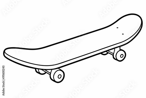 skateboard line art vector, skateboard outline drawing illustration
