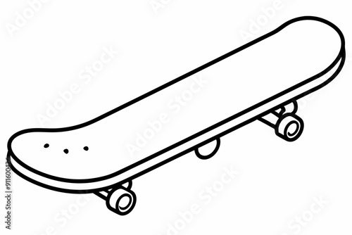 skateboard line art vector, skateboard outline drawing illustration
