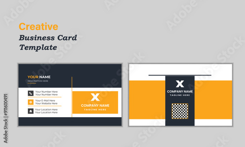 Modern yellow business card design template. Creative and clean minimalist style.