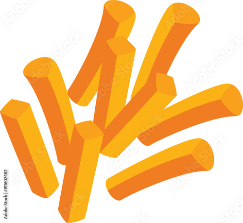 French fries falling down creating a tasty pile, icon illustration
