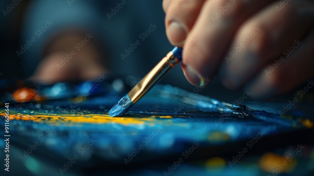Obraz premium An artist mixing a spectrum of tints on a palette, creating a gradient range, photorealistic, detailed patterns, natural light, highresolution 8K , high-resolution, ultra HD,up32K HD