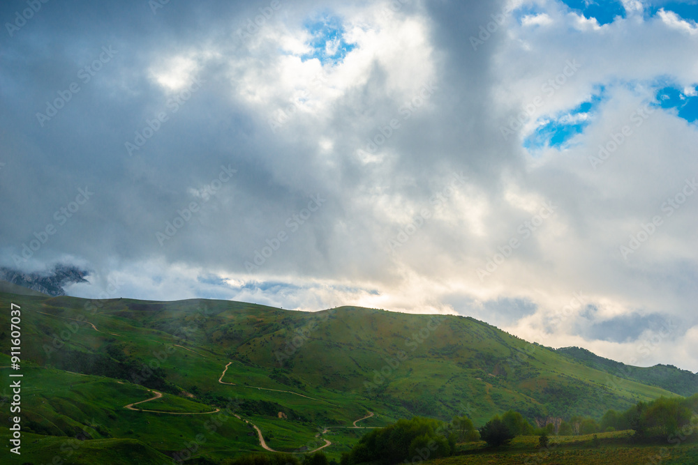 Picturesque mountains in the beautiful clouds of the North Caucasus. Russia Picturesque mountains in the beautiful clouds of the North Caucasus. Russia
