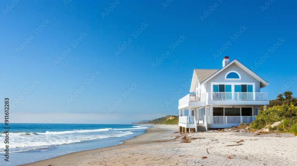 Tranquil beachside retreat offers stunning views and peaceful surroundings at dawn Tranquil beachside retreat offers stunning views and peaceful surroundings at dawn