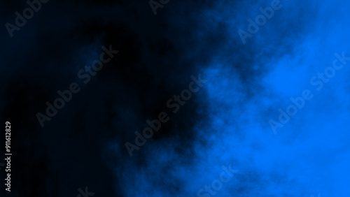 blue fog or smoke on black background.