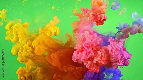 4k multicolored smoke explosion explosion smoke explosion animation on green screen photo