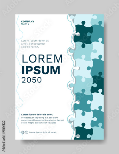 Annual report business modern brochure template with puzzle