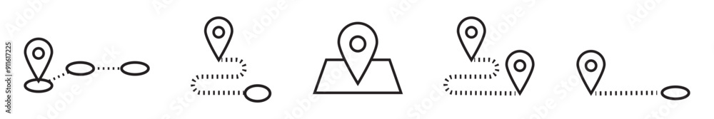 Location pin map line icon set. Map, distance, direction minimal vector illustration. Location pin map line icon set. Map, distance, direction minimal vector illustration.