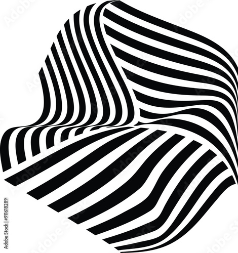 Black and white design with liquid and curve lines, Optical art patterns, and abstract geometric shapes. Futuristic cover set. It is ideal for banners, flyers, Textile printing, and logos