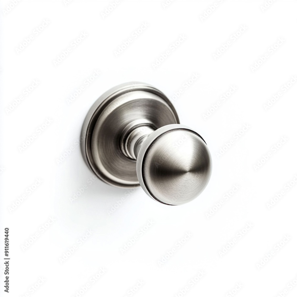 Modern Stainless Steel Door Knob on White Background. Generative ai