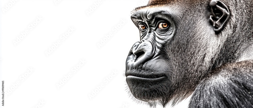 Portrait of a Silver Gorilla. Generative ai Portrait of a Silver Gorilla. Generative ai